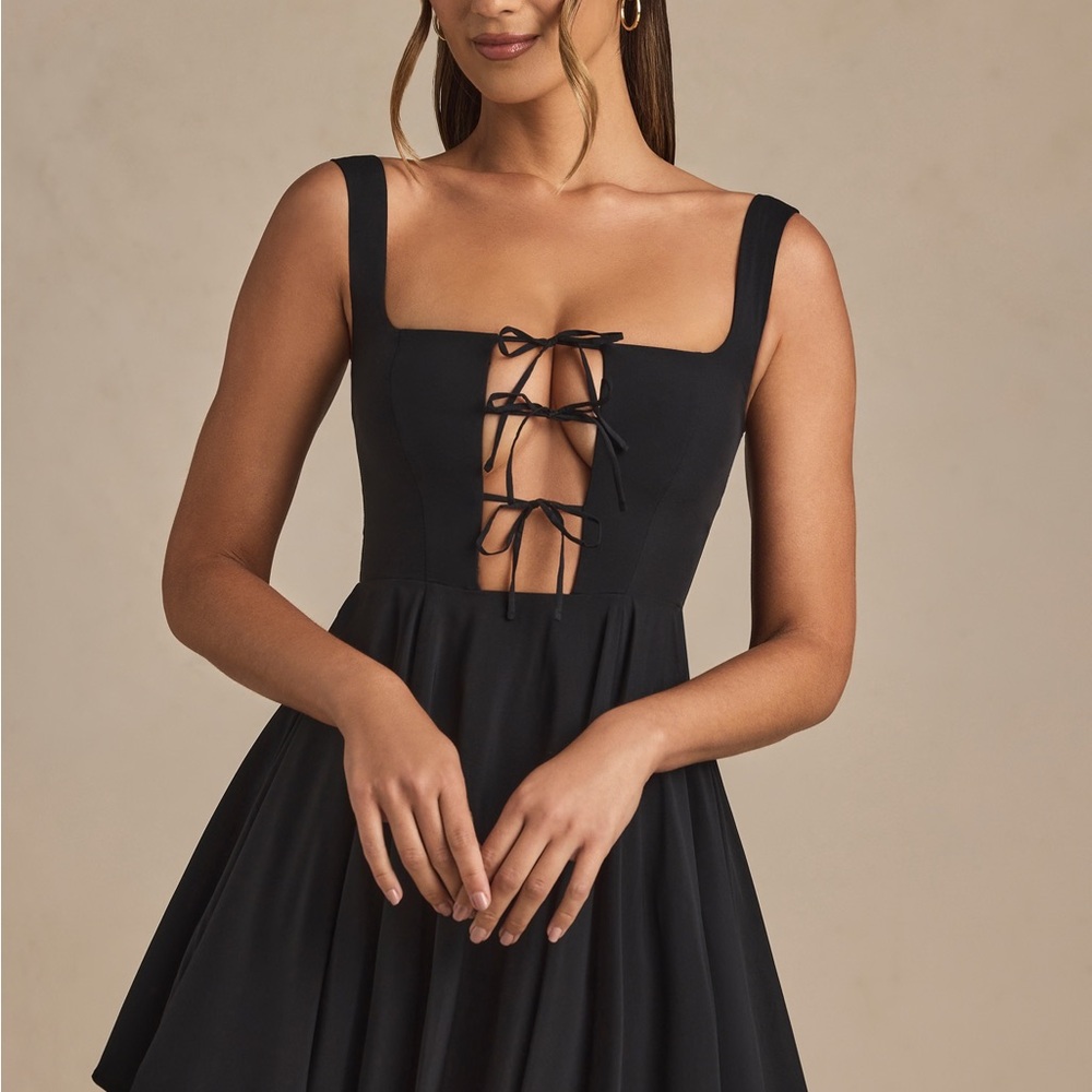 Oh Polly Black Lace-Up Mini Dress